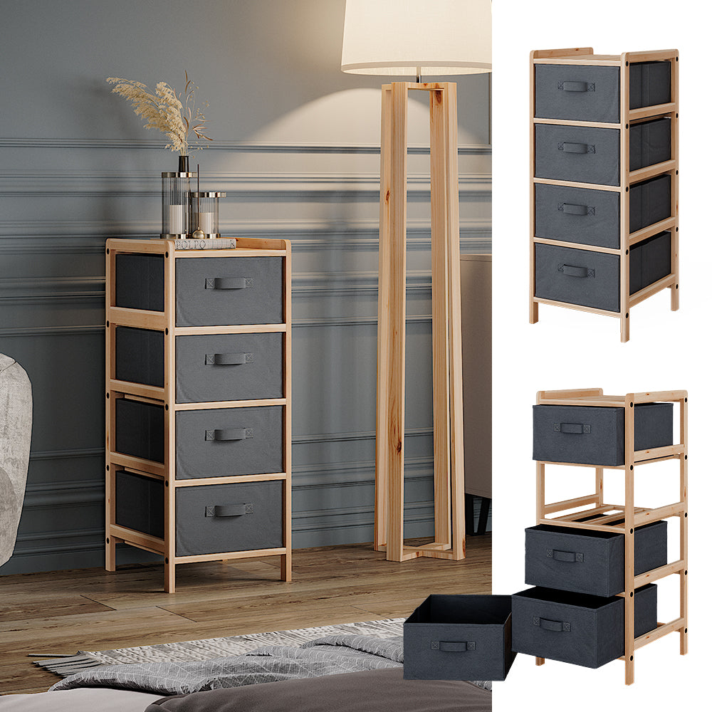 Vicco Mobile da bagno Grigio 34.5 x 86 cm con 4 cassetti in tessuto