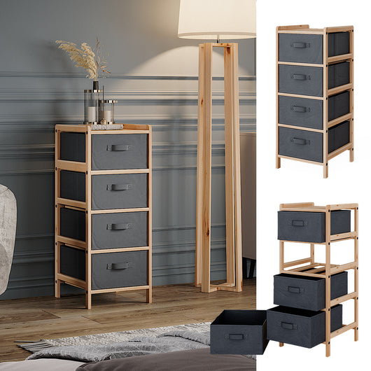 Vicco Mobile da bagno Grigio 34.5 x 86 cm con 4 cassetti in tessuto