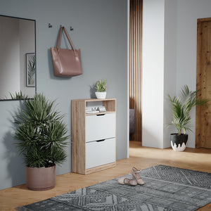 Vicco Scarpiera da ingresso Bianco/Sonoma 59 x 89.5 cm con 2 scomparti