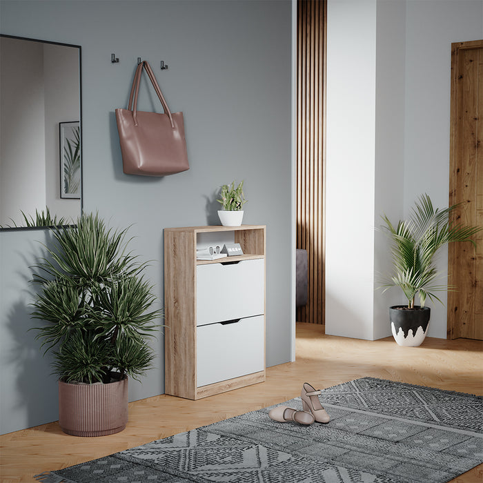 Vicco Scarpiera da ingresso Bianco/Sonoma 59 x 89.5 cm con 2 scomparti