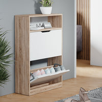 Vicco Scarpiera da ingresso Bianco/Sonoma 59 x 89.5 cm con 2 scomparti