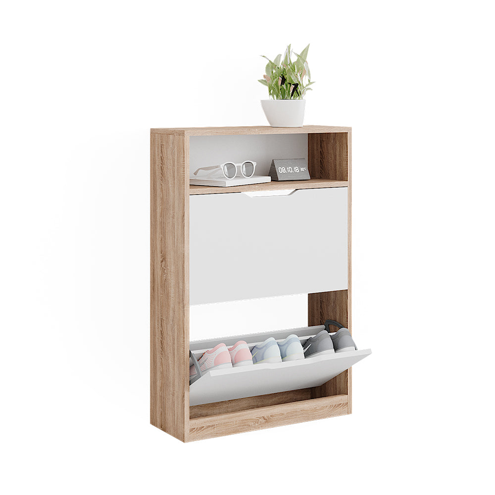 Vicco Scarpiera da ingresso Bianco/Sonoma 59 x 89.5 cm con 2 scomparti