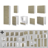 Vicco Cucina componibile Pannello di quercia/bianco 300 cm , PL Marmo