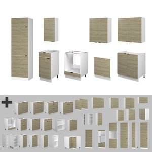 Vicco Cucina componibile Pannello di quercia/bianco 300 cm , PL Rovere