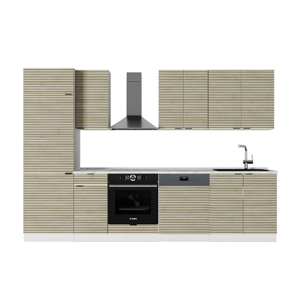 Vicco Cucina componibile Pannello di quercia/bianco 300 cm , PL Marmo