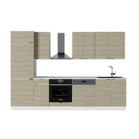 Vicco Cucina componibile Pannello di quercia/bianco 300 cm , PL Marmo