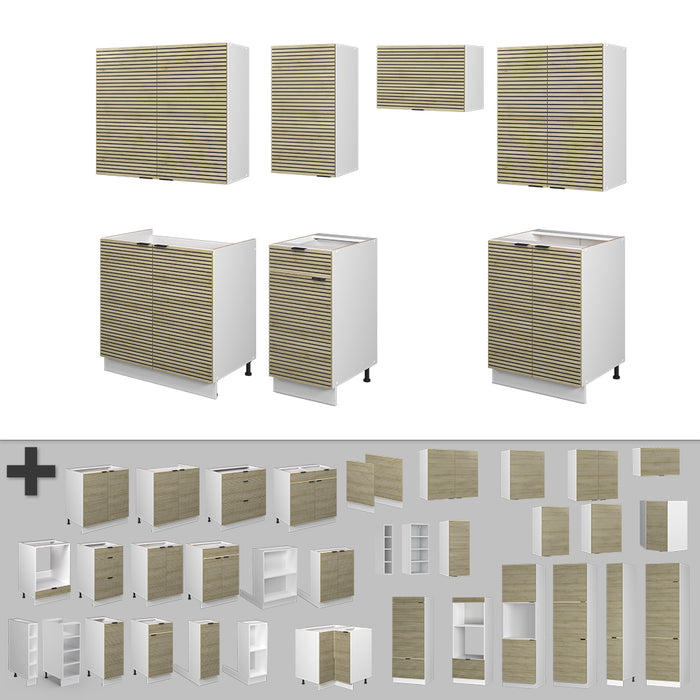 Vicco Cucina componibile Pannello di quercia/bianco 240 cm senza piano di lavoro