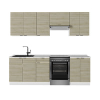 Vicco Cucina componibile Pannello di quercia/bianco 240 cm senza piano di lavoro