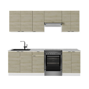 Vicco Cucina componibile Pannello di quercia/bianco 240 cm , PL Marmo