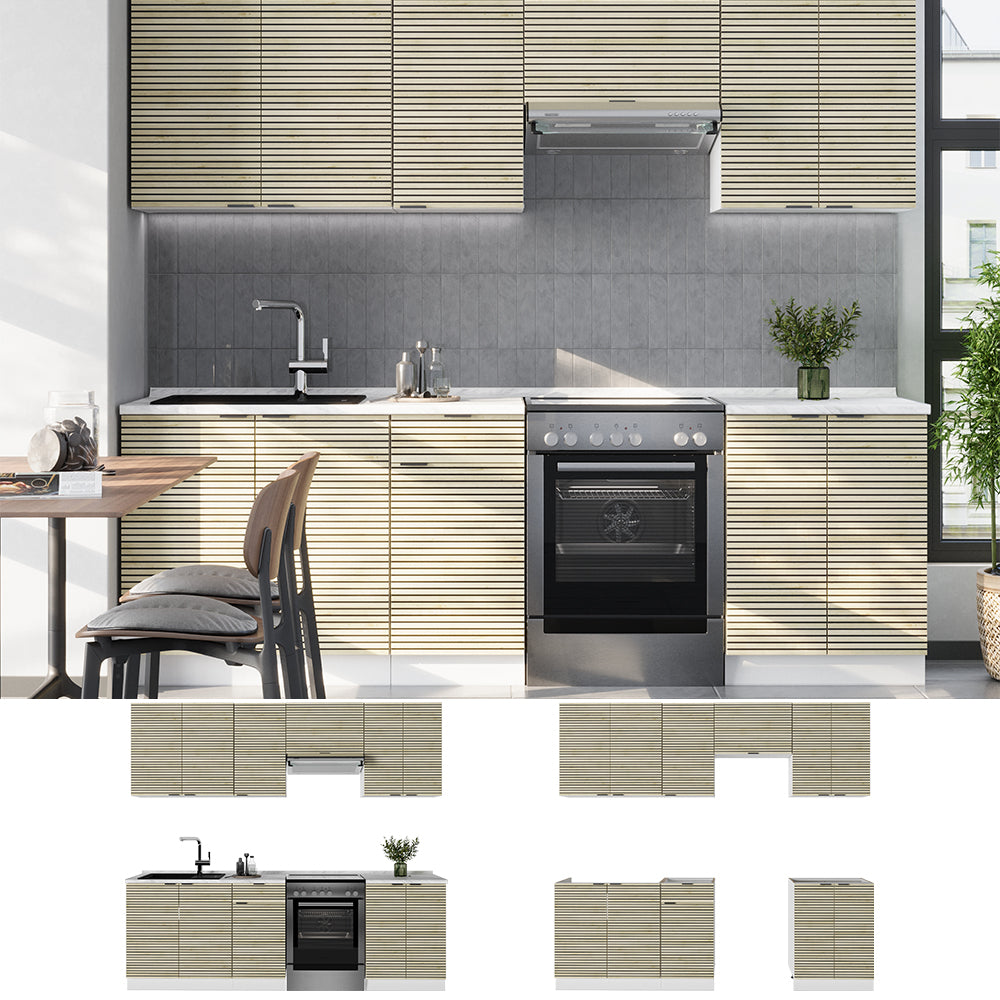 Vicco Cucina componibile Pannello di quercia/bianco 240 cm , PL Rovere