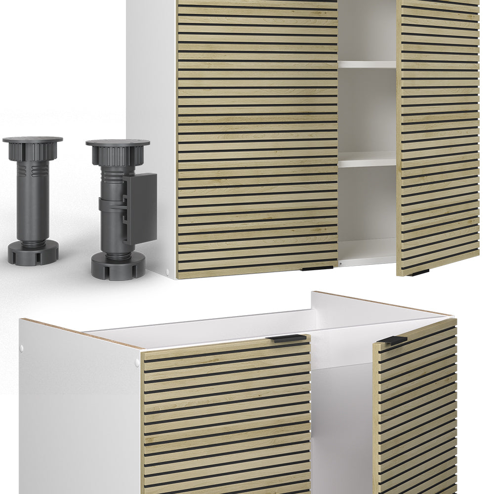 Vicco Cucina componibile Pannello di quercia/bianco 240 cm , PL Marmo