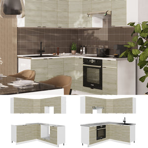 Vicco Cucina angolare completa Pannello di quercia/bianco 160 x 190 cm , PL Marmo