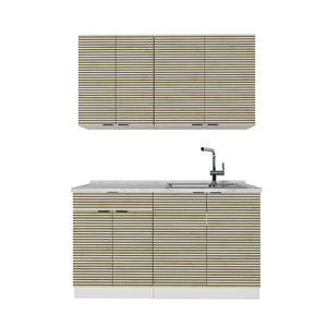 Vicco Cucina completa Pannello di quercia/bianco 140 cm senza piano di lavoro