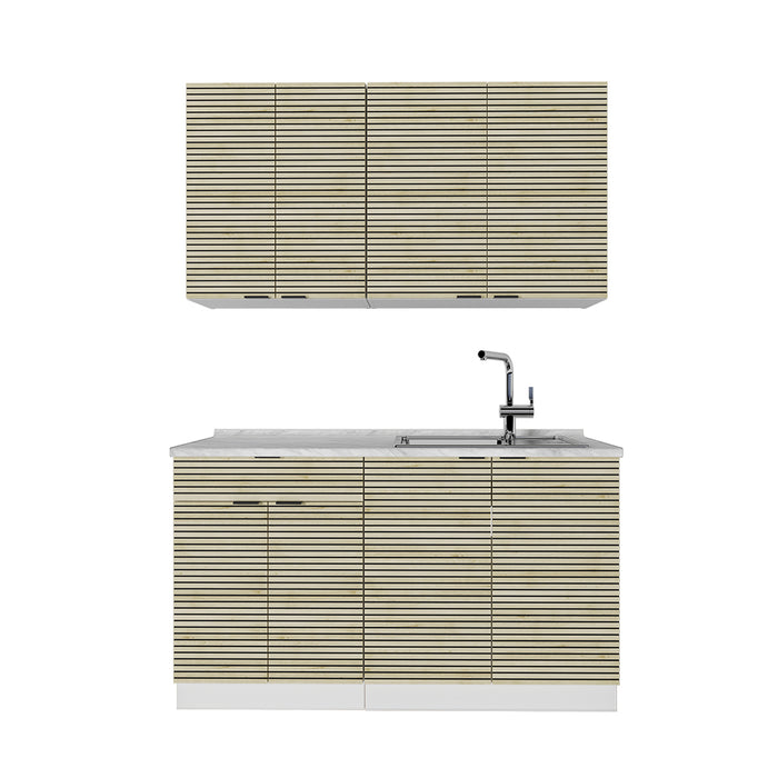 Vicco Cucina completa Pannello di quercia/bianco 140 cm senza piano di lavoro