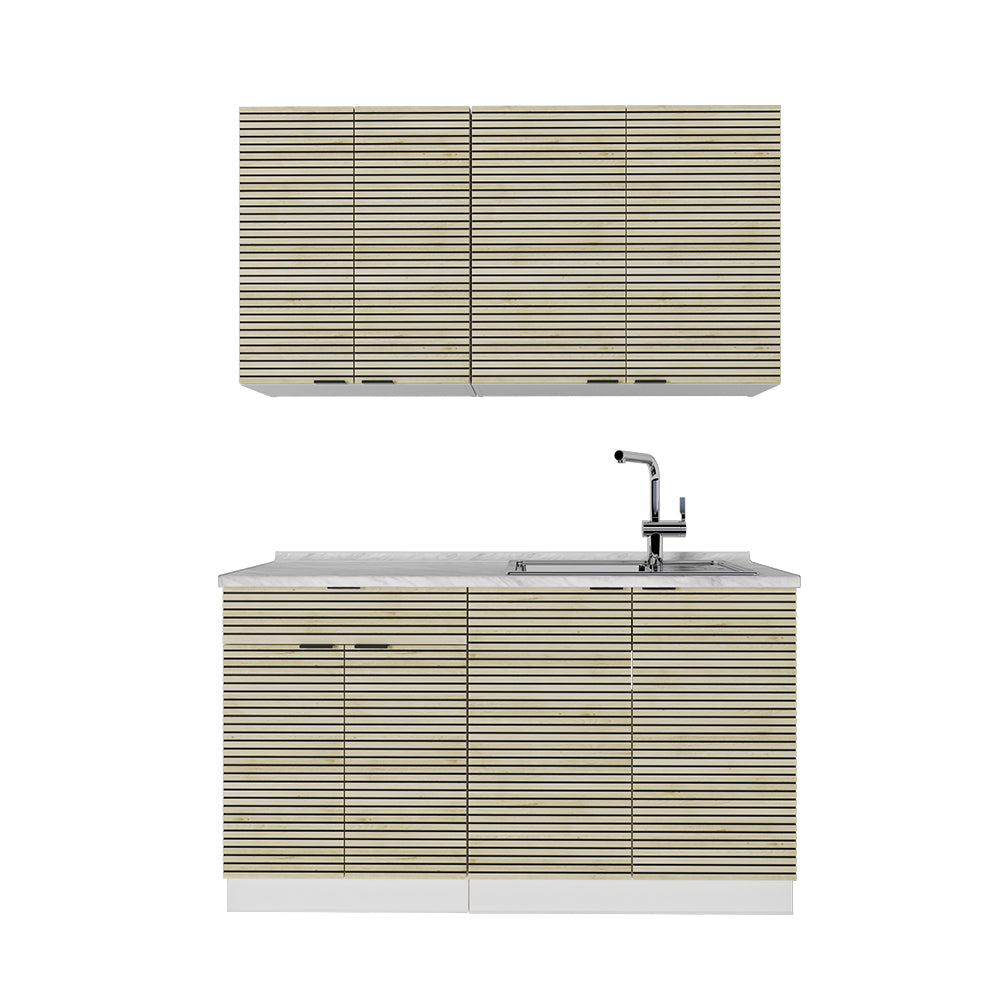 Vicco Cucina completa Pannello di quercia/bianco 140 cm , PL Marmo