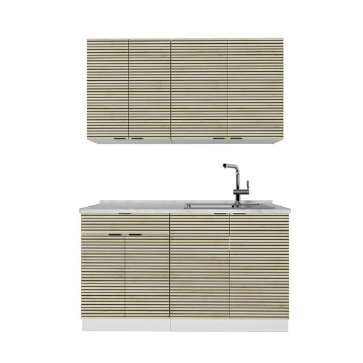 Vicco Cucina completa Pannello di quercia/bianco 140 cm , PL Marmo