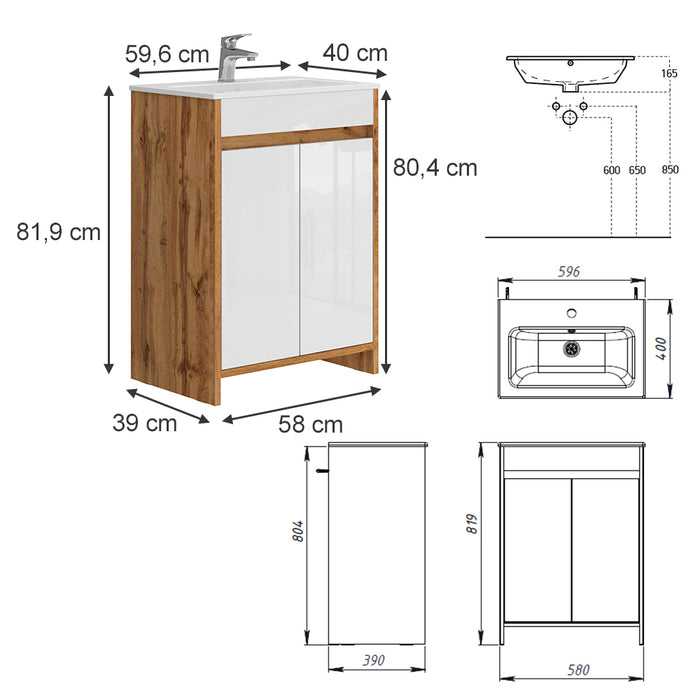 Vicco Mobiletto Quercia dorata 2 parti
