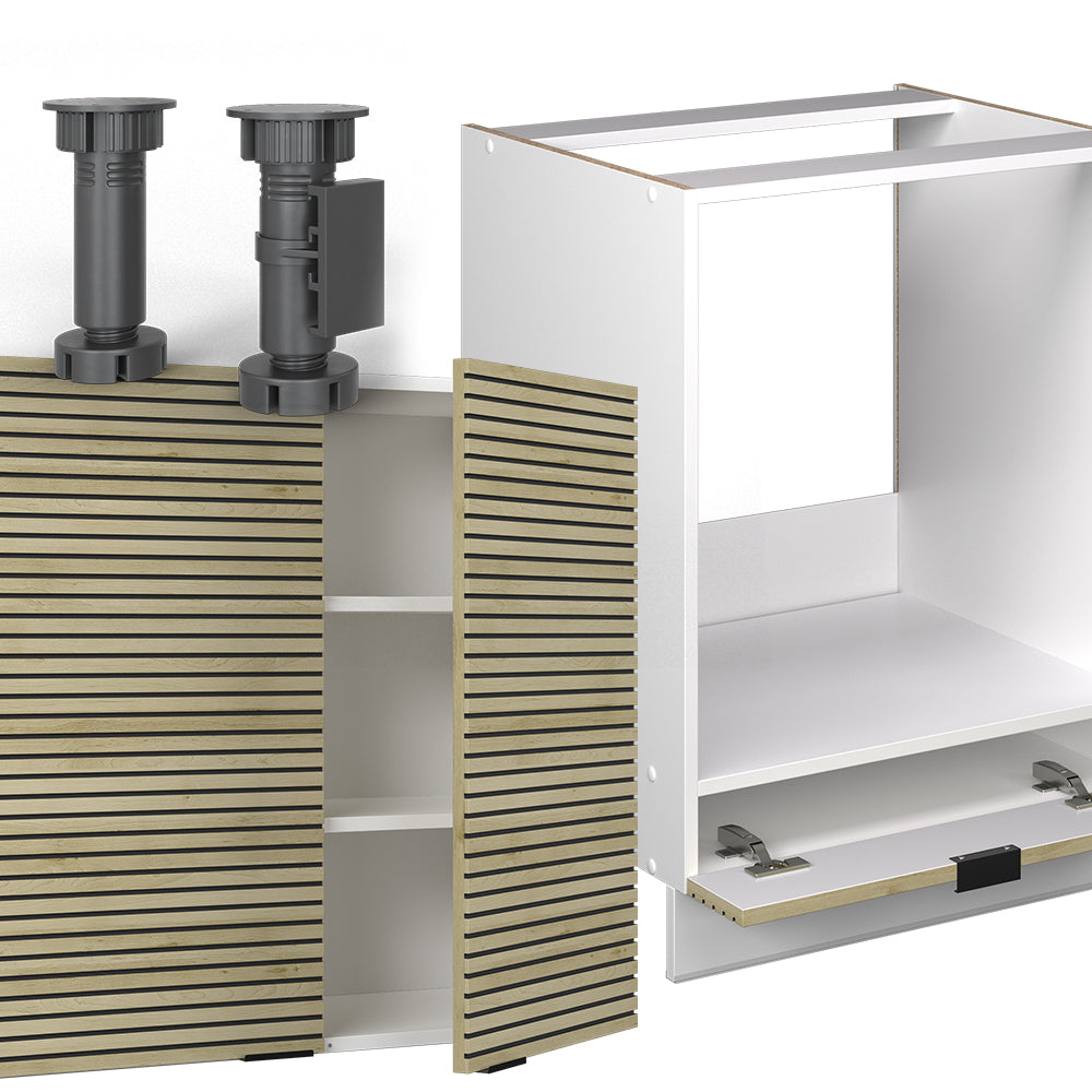 Vicco Cucina angolare completa Pannello di quercia/bianco 160 x 190 cm , PL Antracite