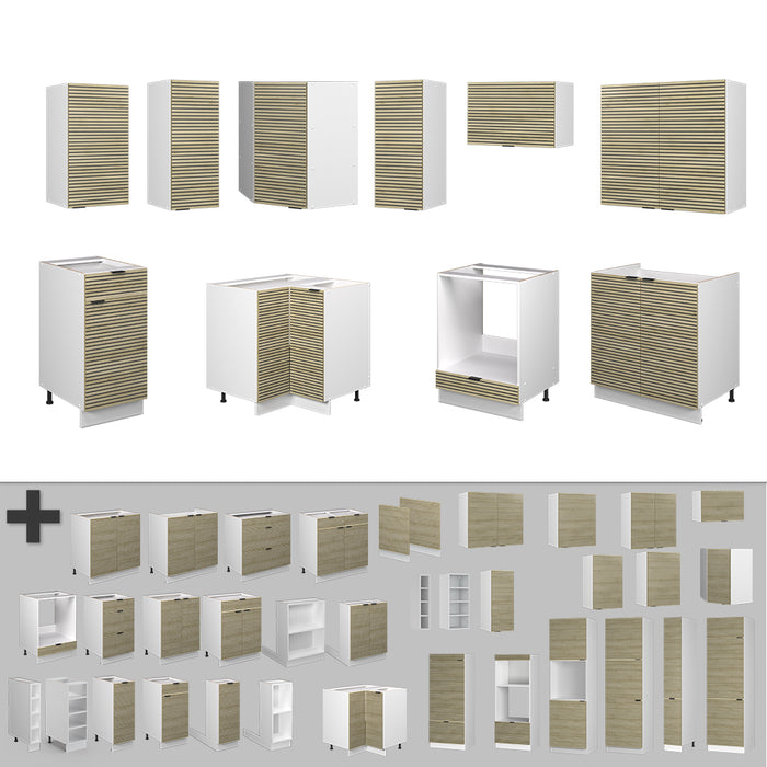 Vicco Cucina angolare completa Pannello di quercia/bianco 160 x 190 cm , PL Marmo