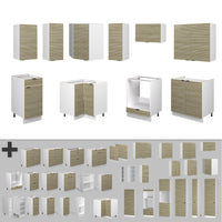 Vicco Cucina angolare completa Pannello di quercia/bianco 160 x 190 cm , PL Antracite