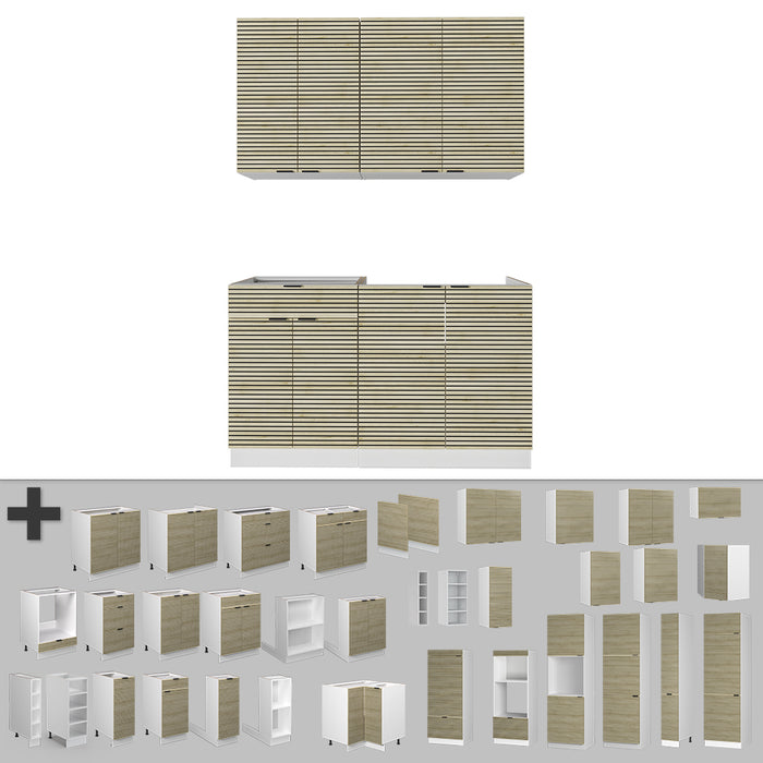 Vicco Cucina completa Pannello di quercia/bianco 140 cm , PL Rovere