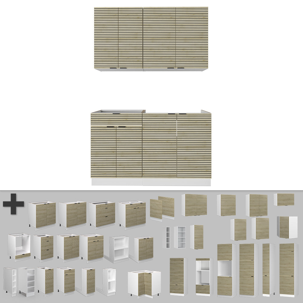 Vicco Cucina completa Pannello di quercia/bianco 140 cm , PL Antracite