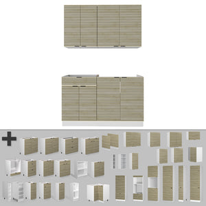 Vicco Cucina completa Pannello di quercia/bianco 140 cm , PL Antracite