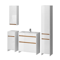Vicco Set di mobili da bagno Bianco lucido/oro power oak Set di 5