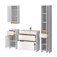 Vicco Set di mobili da bagno Bianco lucido/oro power oak Set di 5