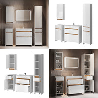 Vicco Set di mobili da bagno Bianco lucido/oro power oak Set di 5