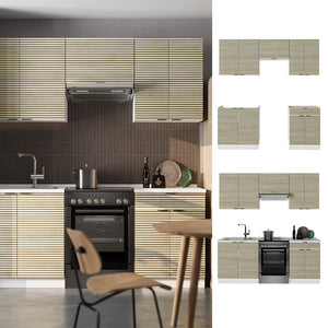 Vicco Cucina componibile Pannello di quercia/bianco 200 cm , PL Antracite