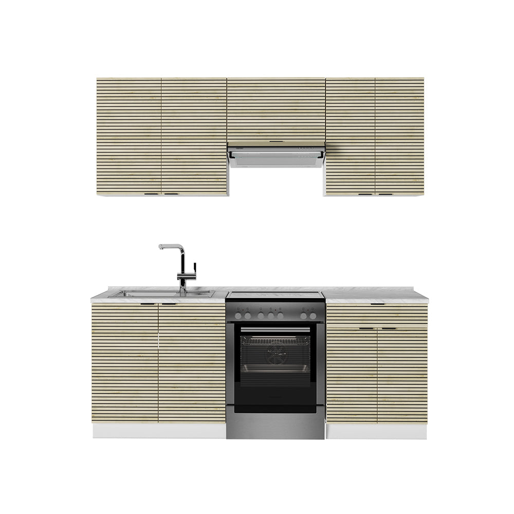 Vicco Cucina componibile Pannello di quercia/bianco 200 cm senza piano di lavoro