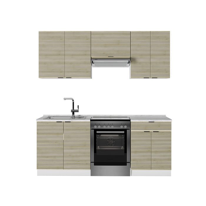 Vicco Cucina componibile Pannello di quercia/bianco 200 cm senza piano di lavoro