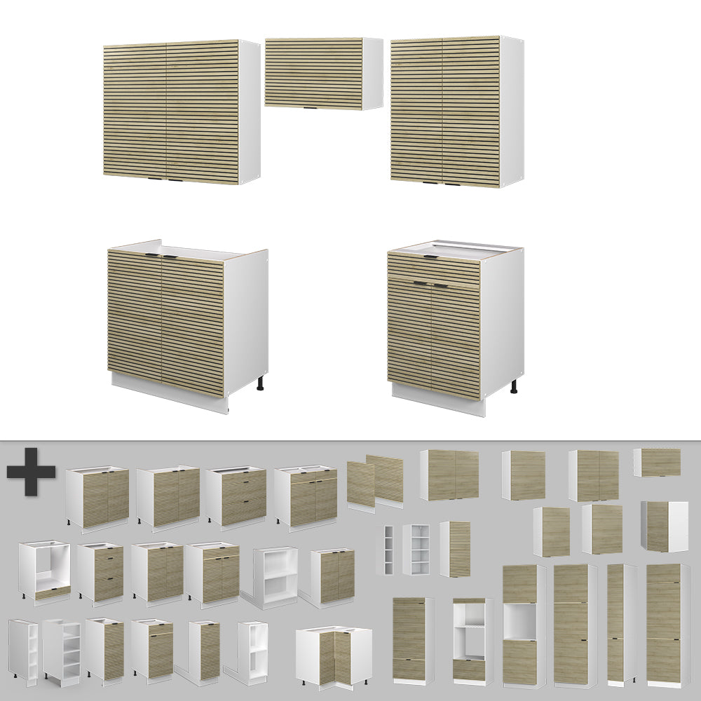 Vicco Cucina componibile Pannello di quercia/bianco 200 cm , PL Marmo