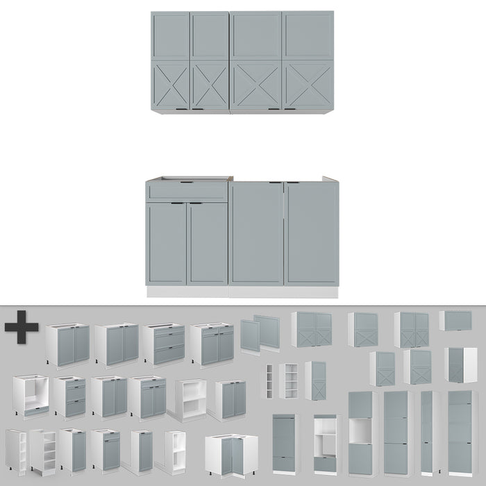 Vicco Cucina completa Blu-grigio chiaro/bianco 140 cm , PL Antracite