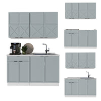 Vicco Cucina completa Blu-grigio chiaro/bianco 140 cm , PL Marmo