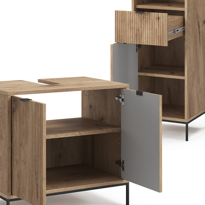 Vicco Set di mobili da bagno Quercia vichinga 3 parti, con colonna