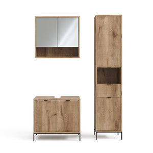 Vicco Set di mobili da bagno Quercia vichinga 3 parti, con colonna