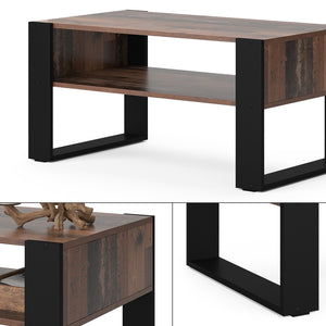 Vicco Tavolino da salotto Legno antico 92 x 52,4 cm con ripiano