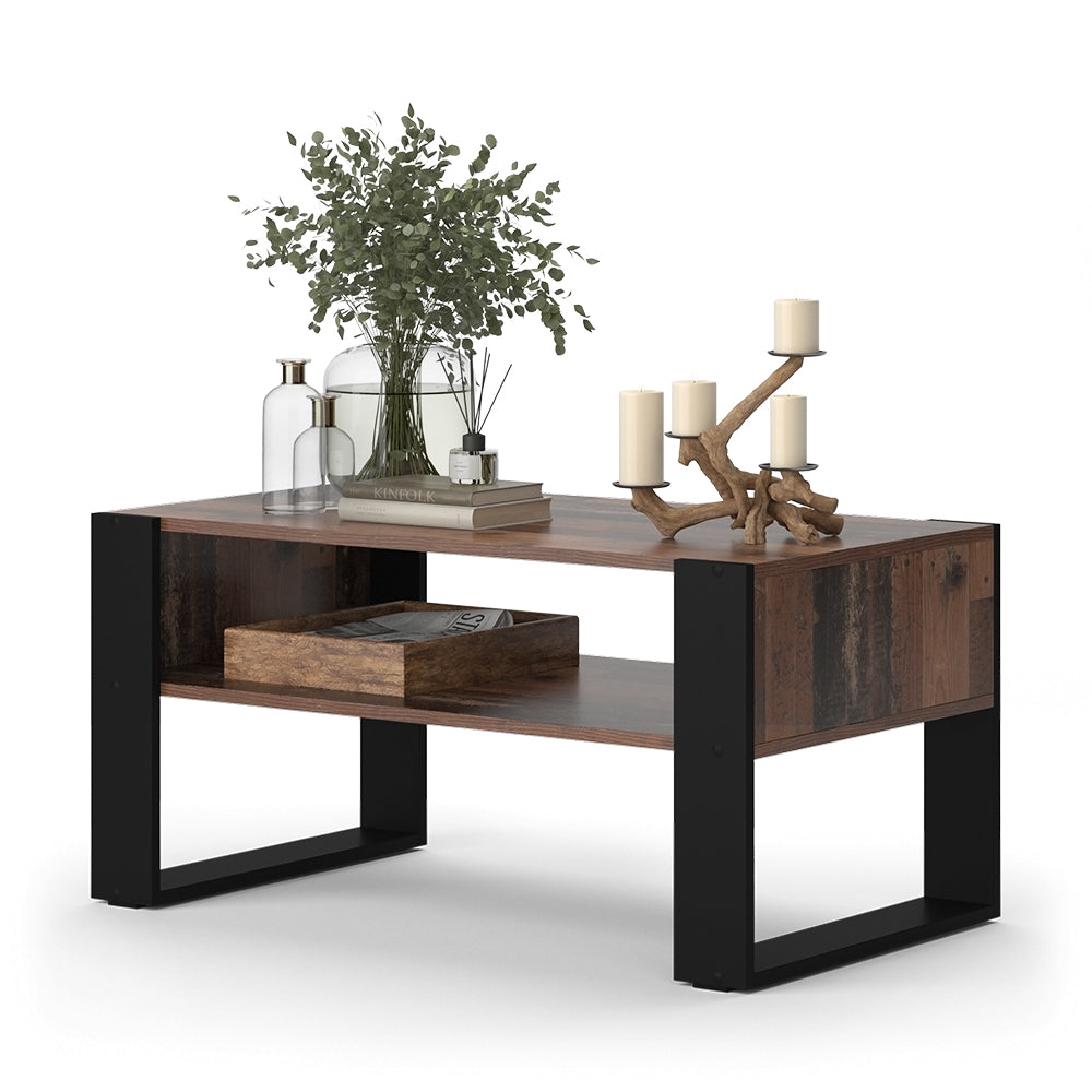 Vicco Tavolino da salotto Legno antico 92 x 52,4 cm con ripiano