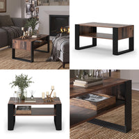 Vicco Tavolino da salotto Legno antico 92 x 52,4 cm con ripiano