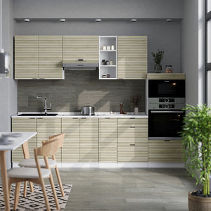 Vicco Cucina componibile Pannello di quercia/bianco 280 cm senza piano di lavoro