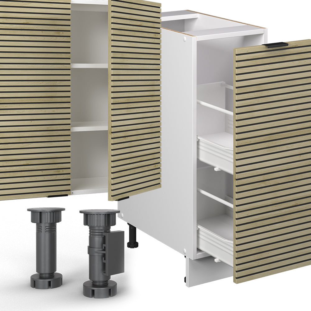 Vicco Cucina componibile Pannello di quercia/bianco 280 cm senza piano di lavoro