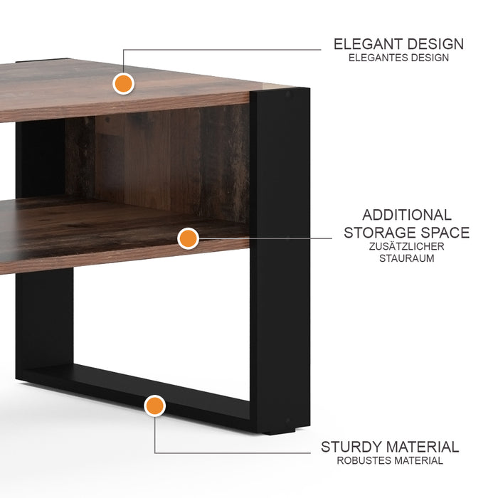 Vicco Tavolino da salotto Legno antico 92 x 52,4 cm con ripiano