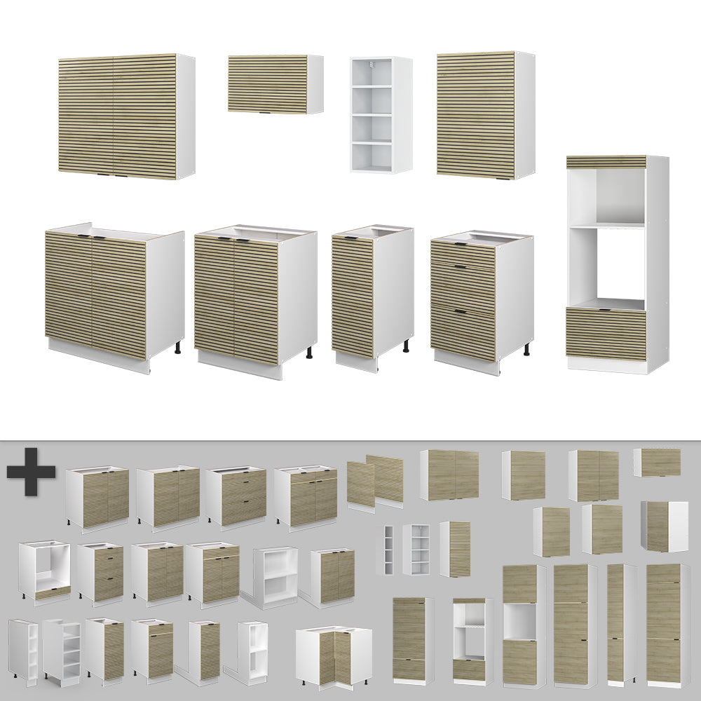 Vicco Cucina componibile Pannello di quercia/bianco 280 cm , PL Rovere