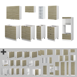 Vicco Cucina componibile Pannello di quercia/bianco 280 cm , PL Marmo