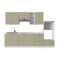 Vicco Cucina componibile Pannello di quercia/bianco 280 cm senza piano di lavoro