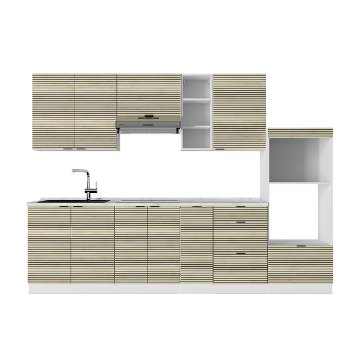 Vicco Cucina componibile Pannello di quercia/bianco 280 cm , PL Marmo