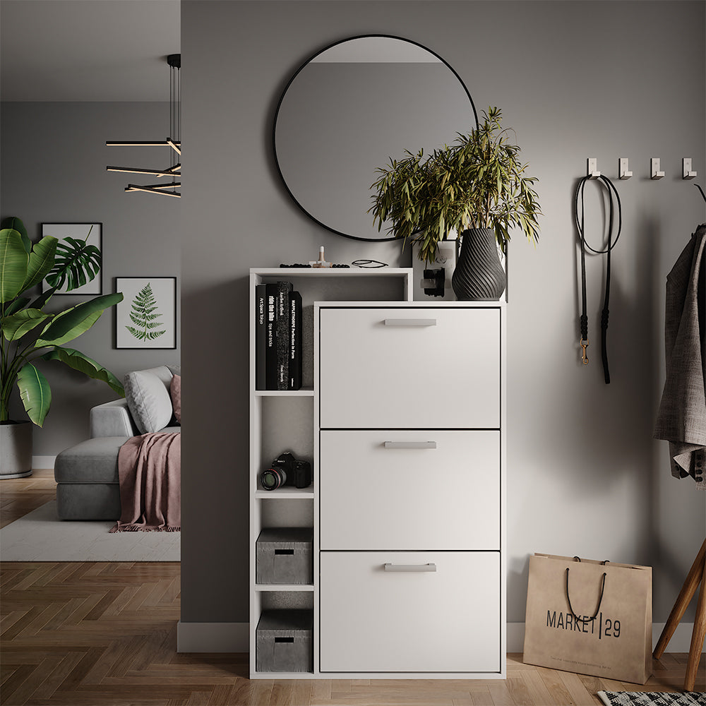 Vicco Scarpiera Bianco 80 x 128.3 cm con 3 scomparti