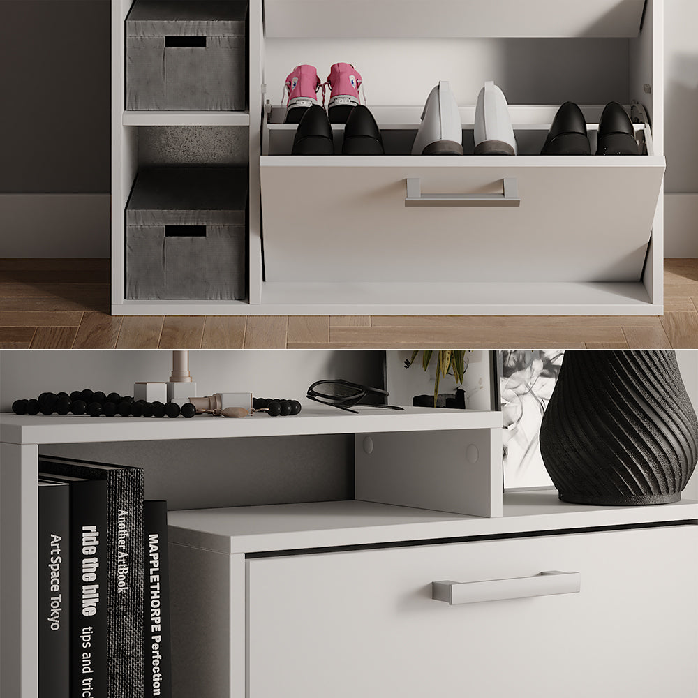 Vicco Scarpiera Bianco 80 x 128.3 cm con 3 scomparti